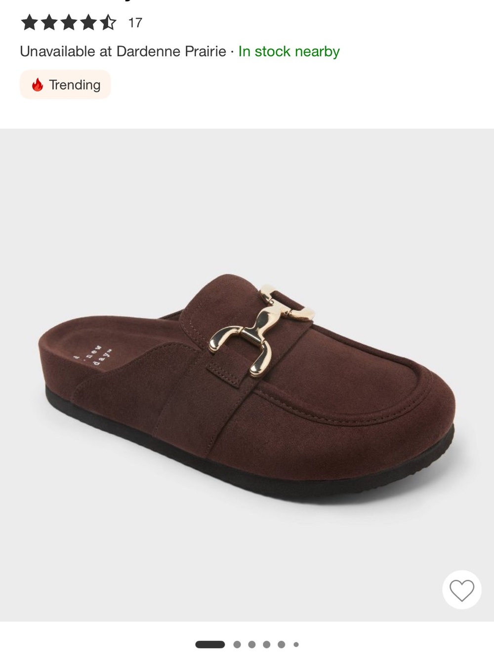 Target Women's Dark Brown Slip-On Mule with Gold Accent